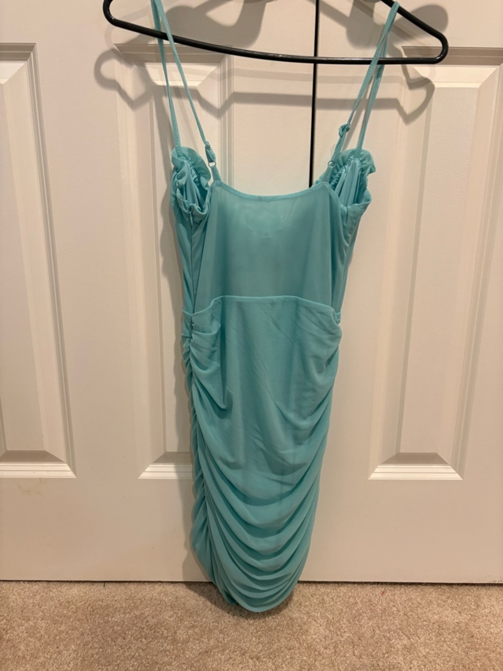 NWT Showpo Riley Ruched Mini Dress in Teal Size S - Picture 5 of 8